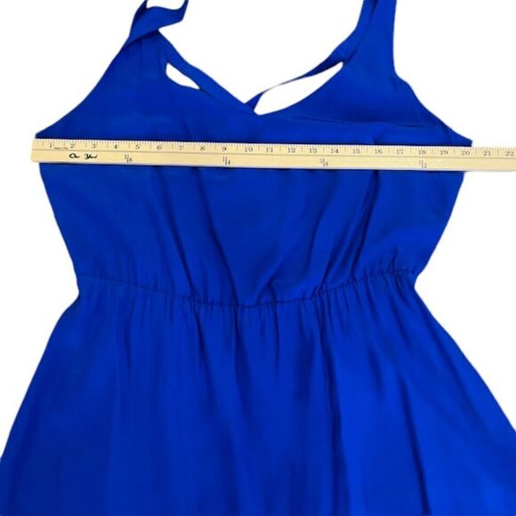 Amanda Uprichard Silk Royal Blue Sleeveless Dress Crisscross Back Size Large - Picture 6 of 9